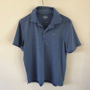 Vineyard Vines Boy's Navy & Blue Striped Sankaty Performance Polo Size XL